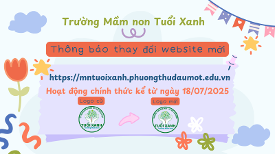 Thông báo Về việc thay đổi website và logo Trường Mầm non Tuổi Xanh